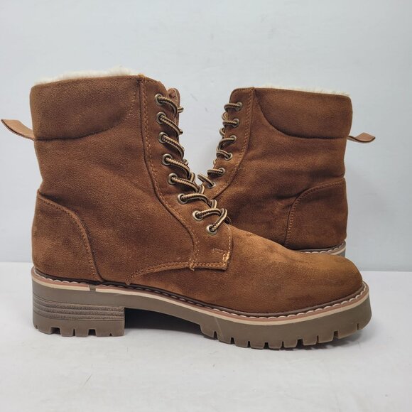 Olivia Miller Women's Brown Lace-Up Faux Suede Ankle Boots US Size 8 - Picture 5 of 11